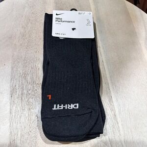 New 2 Pair Nike Performance Cushioned Knee-High Dri- Fit Black Socks Size Small